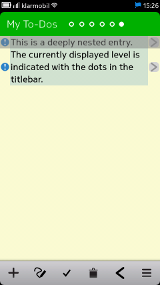 N9 Version: The dot indicator in the titlebar shows the currently displayed level.